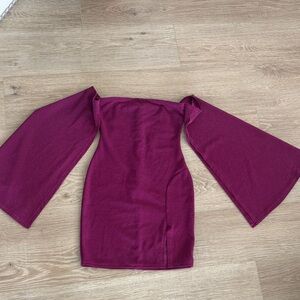 Michael Costello X Revolve 
Chic Off-Shoulder Long Sleeve Mini Dress in Burgundy